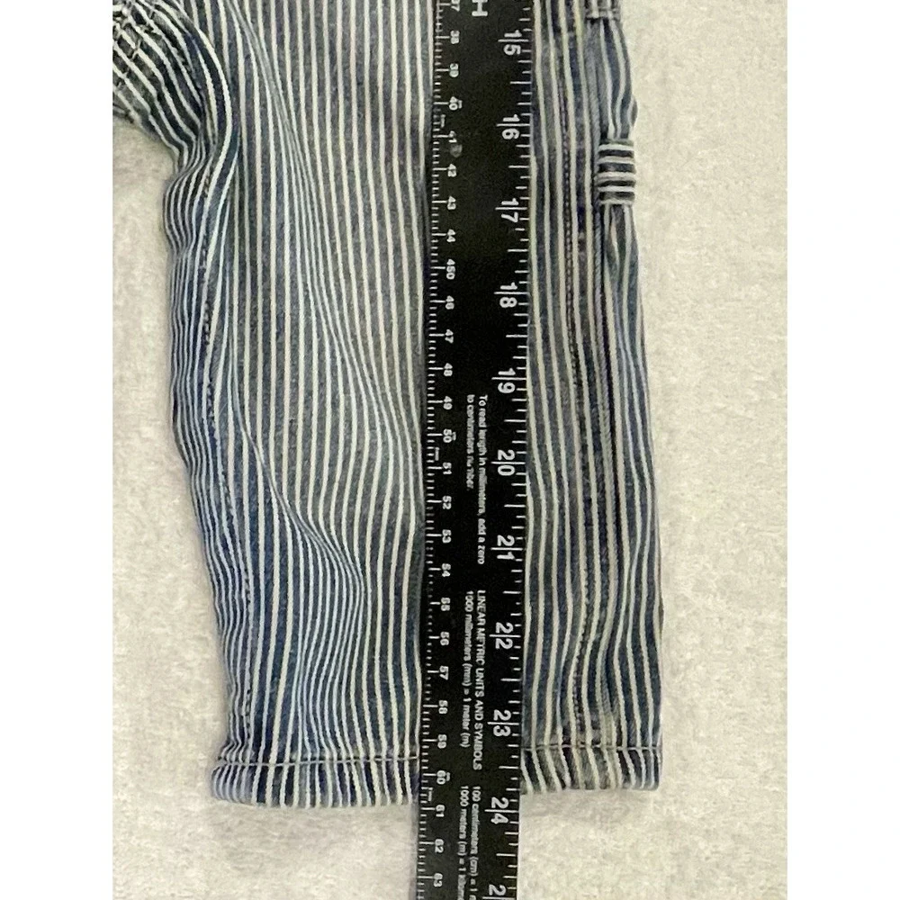OshKosh B'Gosh 12 M Hickory Stripe Railroad Bib Overalls Toddler Engineer Denim